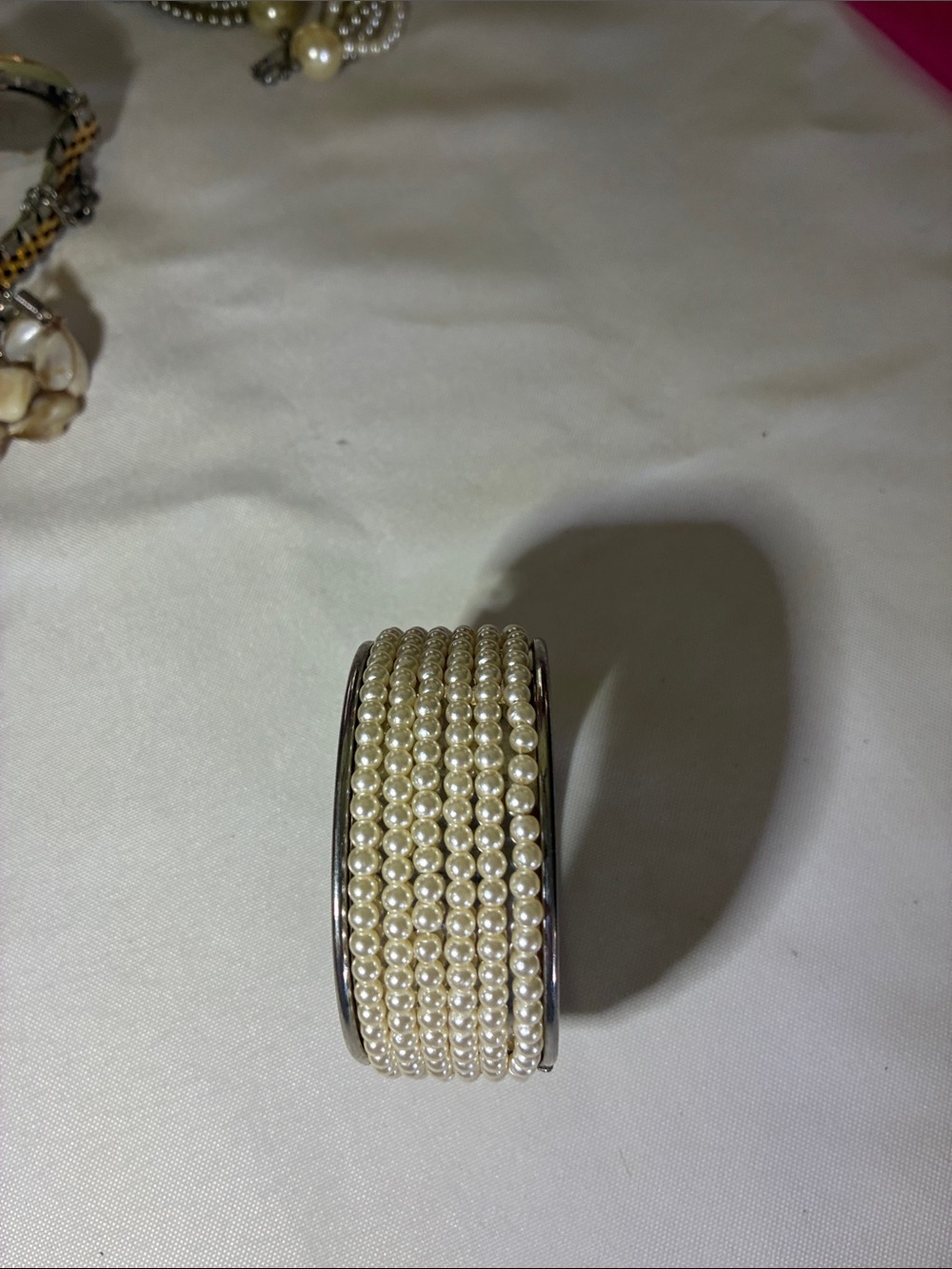 Classic Pearl Multi-Row Cuff Bracelet - Cream